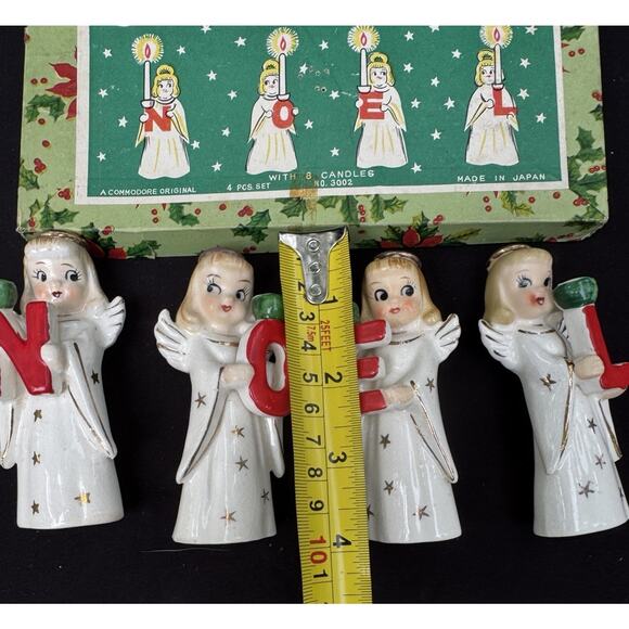1950s Commodore Japan Heavenly Christmas Noel Angel Candle Holders Figurines - Picture 5 of 10